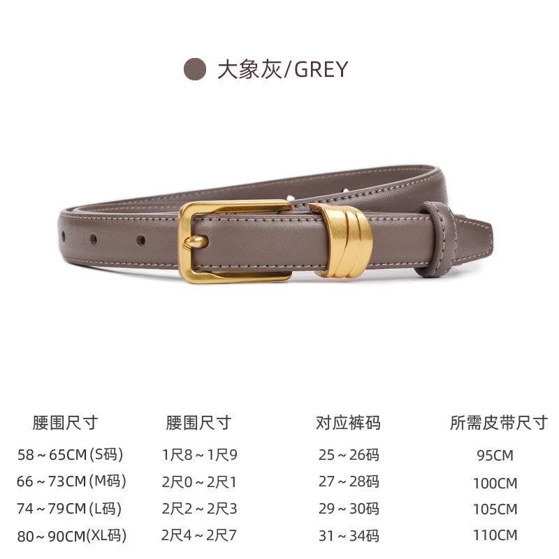 Ladies Internet Celebrity Belt Ladies Buckle Real Cowhide Ladies Thin Belt Fashion Versatile Decorative Dress Belt