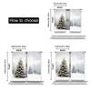 Set Of 2 Modern Christmas Curtain Natural Winter Forest Snowflake Snowfall White Snow Tree Home Party Decoration Simplistic Drapes Made Polyester
