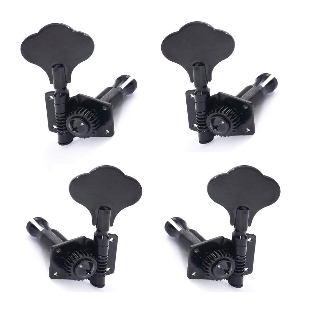 Musiclily Basic L2+ R2 Open Gear Bass Tuners for 4-String Ibanez-Style Electric Basses, Black