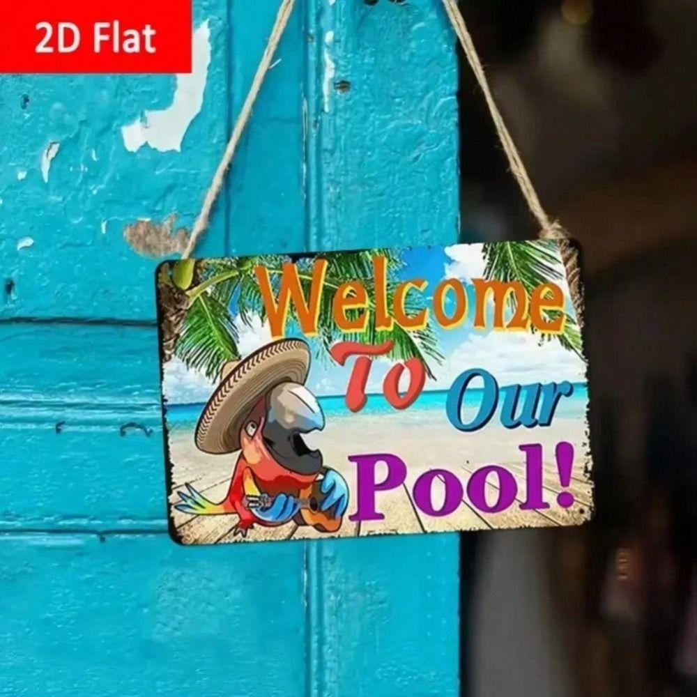 Tropical Metal Wall Art Pool Beach Decor Sign
