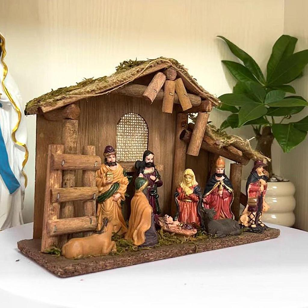 Heilige Familie Statue Baby Jesus Miniatur Weihnachtskrippe Skulptur für Weihnachten Innen Haus Tisch Feiertag