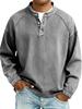 Men S Vintage Washed Stand Collar Long Sleeve Loose Solid Color Sweatshirt