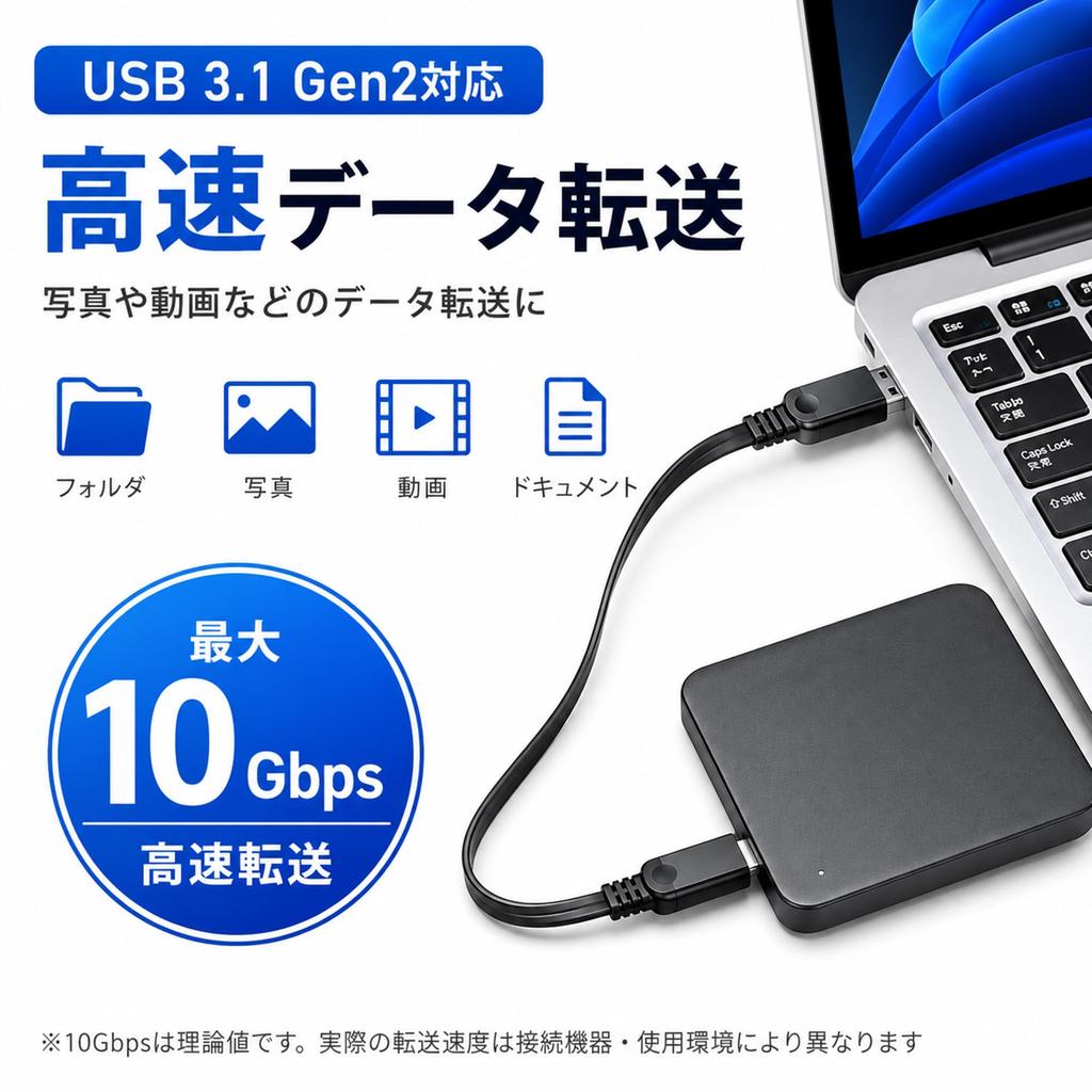 USB A To USB C 10Gbps Data 60W Fast Video Output Not Supported Cable, 0.2m Short, Popolier, High-Speed Transfer, Charging,
