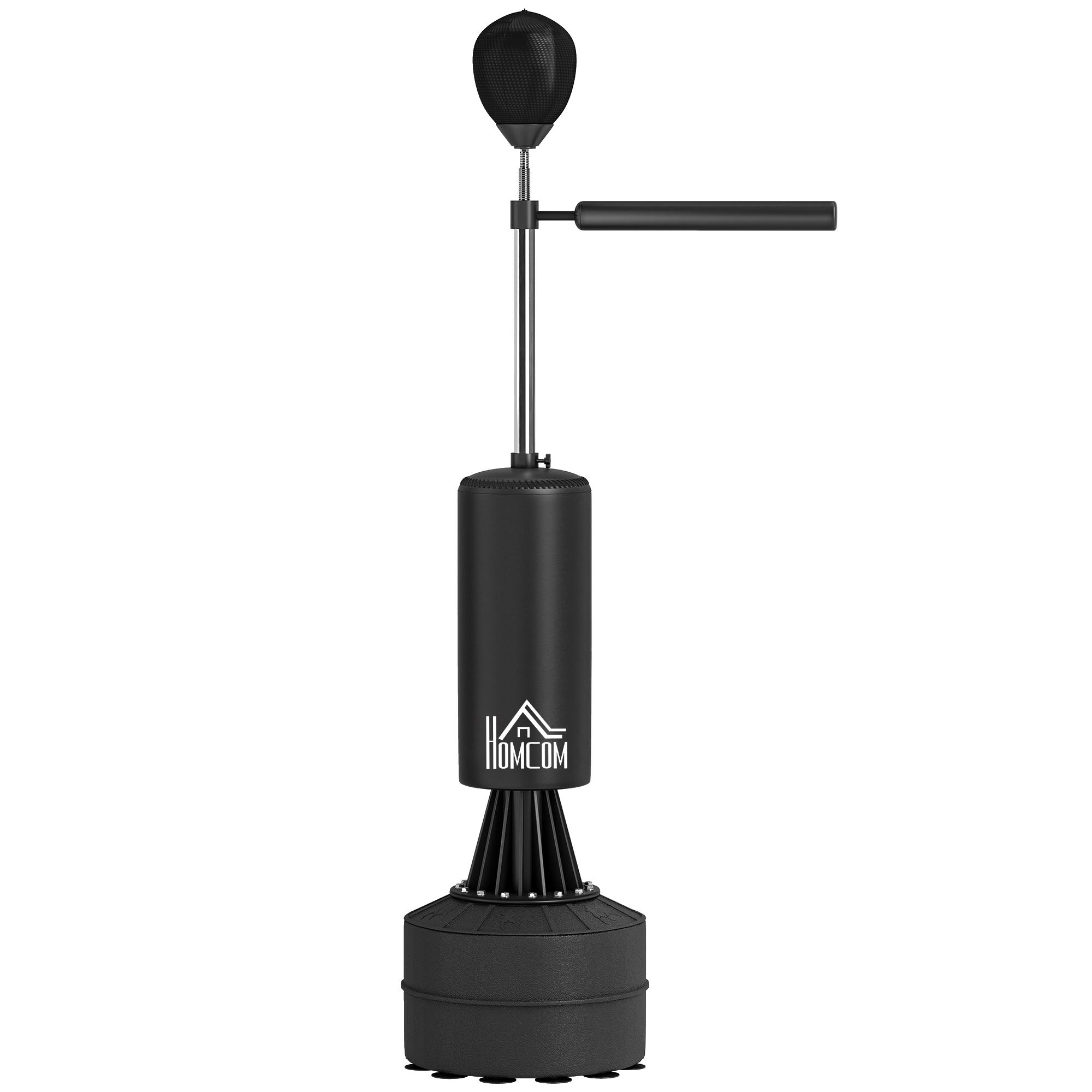 155 205cm Support de Sac de Boxe Autoportant 3 en 1 Entraîneur de Vitesse de Boxe avec Bras Flexible Rotatif Balle de Vitesse