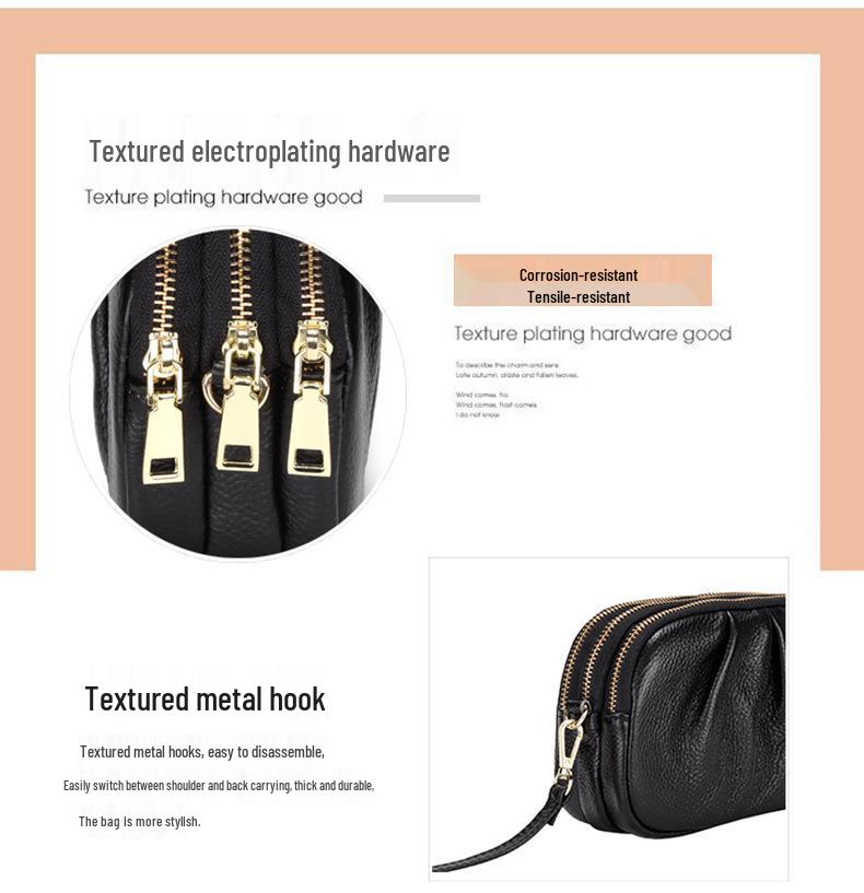 2026 Women's Genuine Leather Pleated Crossbody Bag – Versatile, Soft, Large Capacity, Fashionable Shoulder Bag