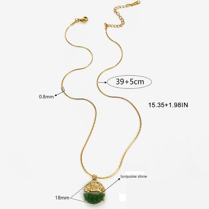 French Inspired Adjustable Round Pendant Necklace Elegant Stainless Steel Lightweight Chain For Women Gift Layering Jewelry