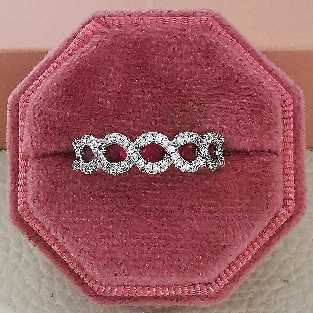 Luxuriöser europäischer & amerikanischer Zirkon Smaragd & Rubin Ring R5025 mit Diamant-Mikro-Inlays