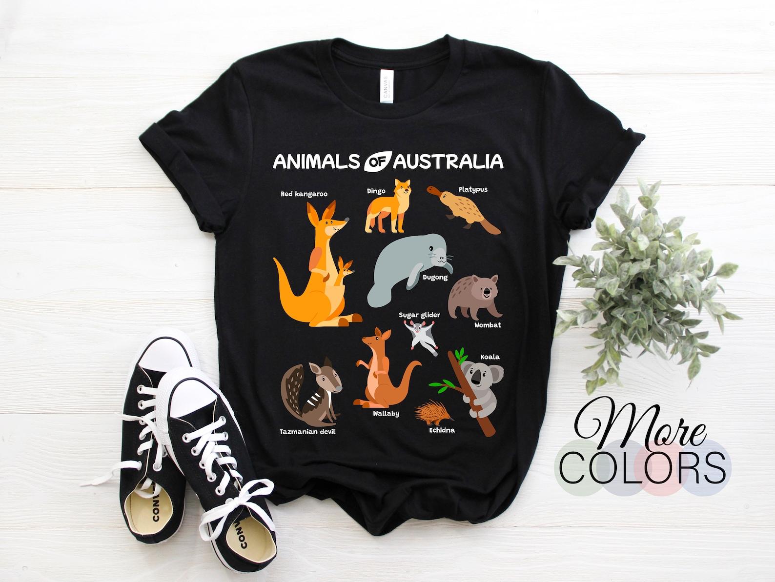 Animals Of Australia Australian Animal Educational Aussie Gift T-Shirt, Travel Visit Souvenir Birthday Christmas Present Family FriendS Tees 160
