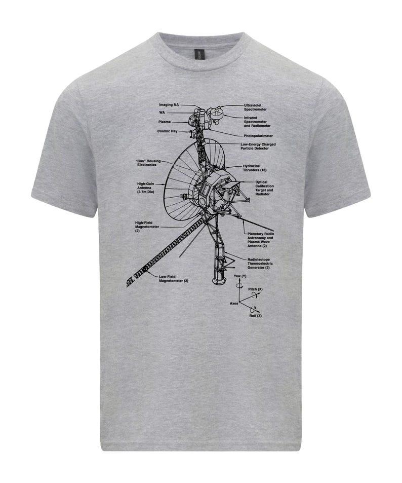 Voyager Raumsonde Schema NASA Blaupause T-Shirt Herrenhemd Hemd Persönlichkeit Kunst Ästhetik Lässig Straße Kurzarm Oberteil