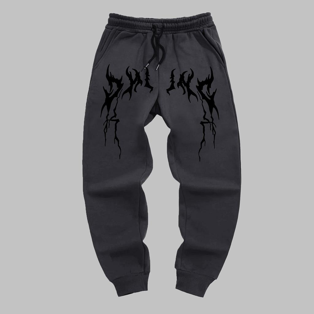 Herren Gothic Style Jogginghose - Winterlich Warm, Lässig, Sportlich, mit Elastischem Bund und Bündchen, Geometrische Gothic Muster
