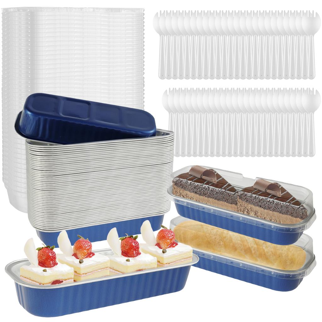 Aluminum Foil Mini Cake Pans Cupcake Liners Loaf Baking Trays Disposable Muffin Pan Cake Mold Wedding Birthday Party Supplies