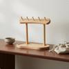 Key Organizer Stand with Tray Wood Entryway Rack MultiFunctional Desktop Jewelry Holder for