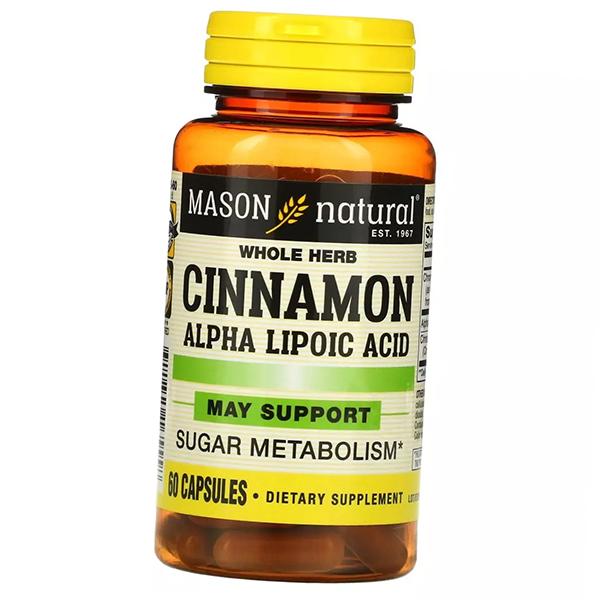Корица и Альфа липоевая кислота, Cinnamon Alpha Lipoic Acid, Mason Natural 60капс (71529050)