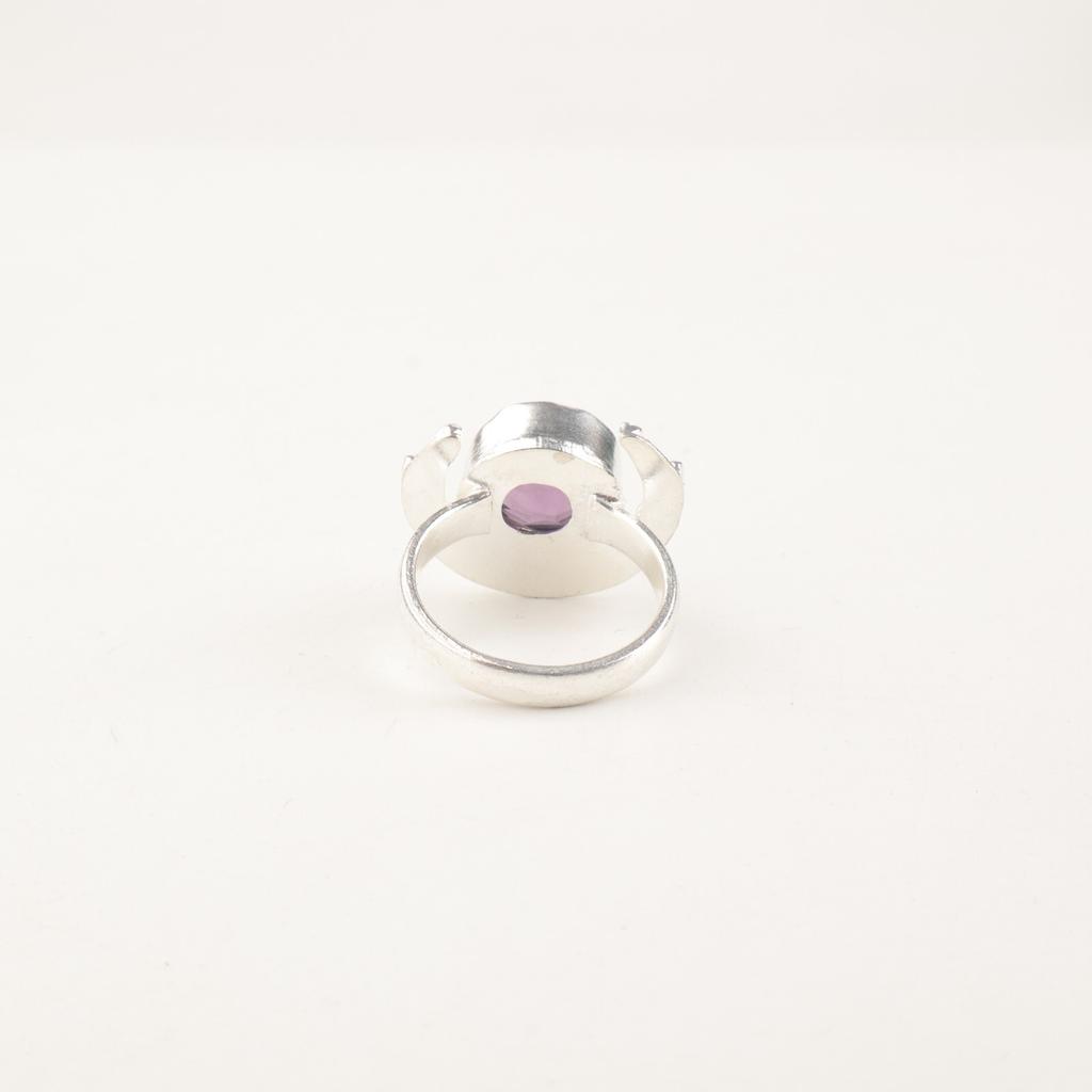 Gemma Ametista Argento Sterling 925 Gioiello Fatto a Mano Pietra Portafortuna di Febbraio Anello RR-48-7