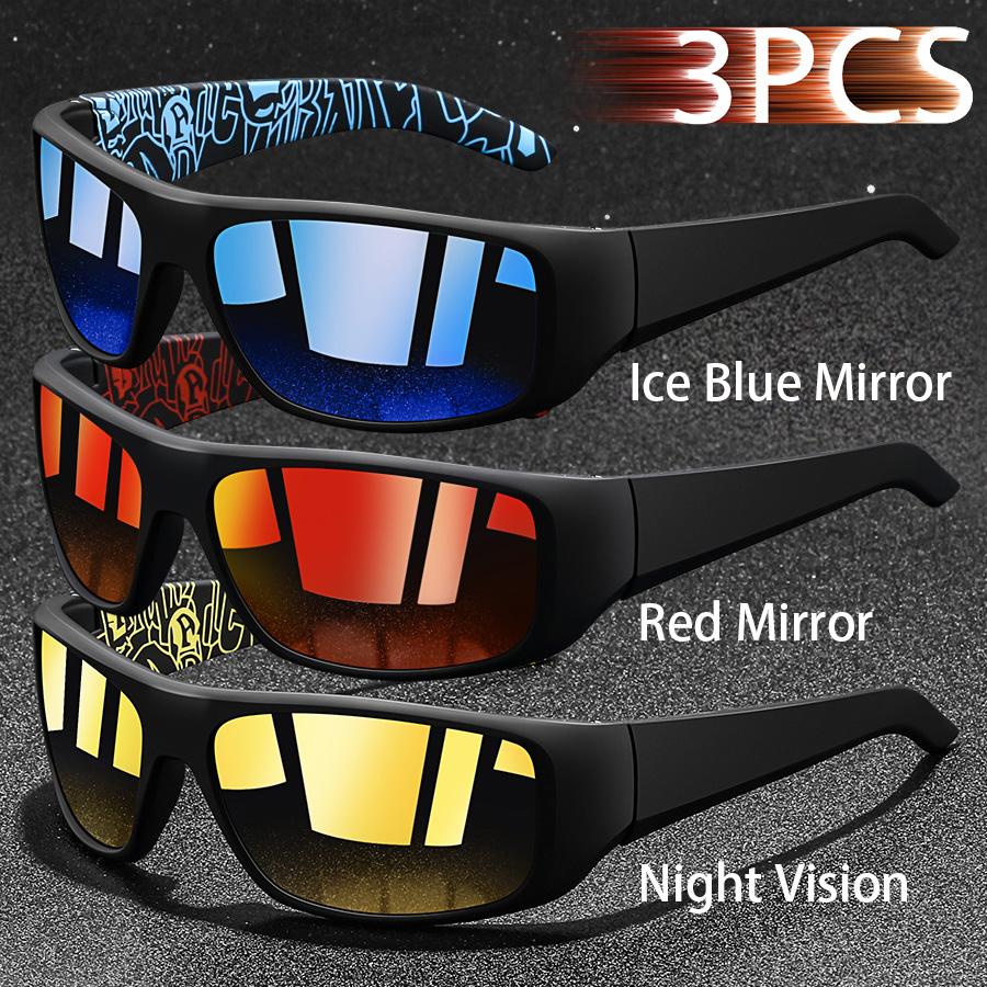 3 Stück Mode Vintage Angeln Radfahren Sport Sonnenbrille Männer Frauen Laufen Bergsteigen Sport Mann Sonnenbrille UV400 Brillen