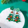Minimalist  Acrylic Christmas Tree Pendant Earrings for Women Cartoon Colorful Print Xmas Tree Star Earrings Jewelry Gifts