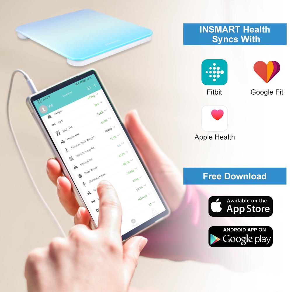 INSMART Bathroom Scale Smart Body Weight Scale Body Balance BMI 180KG for Human Body Fat Digital Bioimpedance Scale