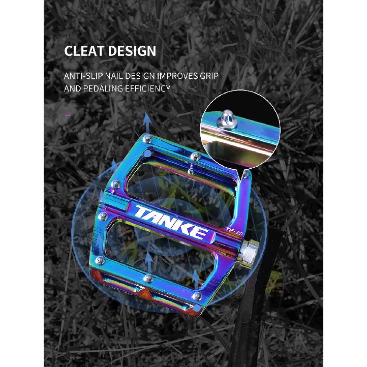 bicycle pedals TANKE TP-20 ultralight aluminum alloy colorful hollow anti-skid bearing mountain bike accessories MTB foot pedals