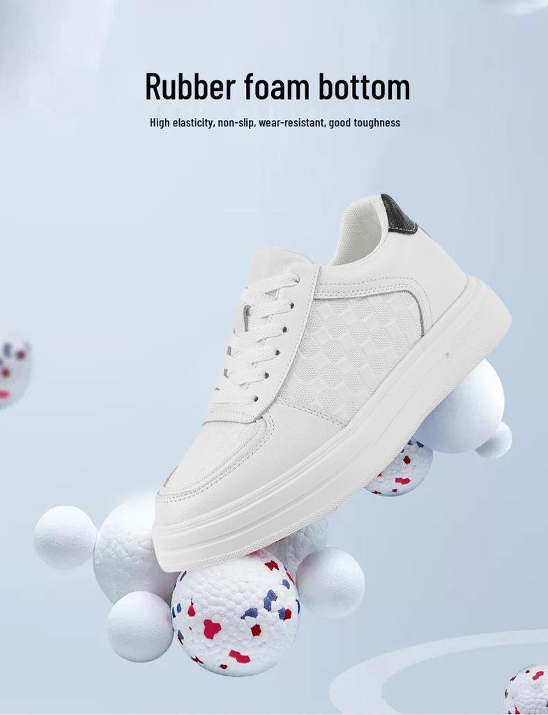 Men's Autumn Breathable Hidden Height Increasing Embossed Sneakers with Thick Soles