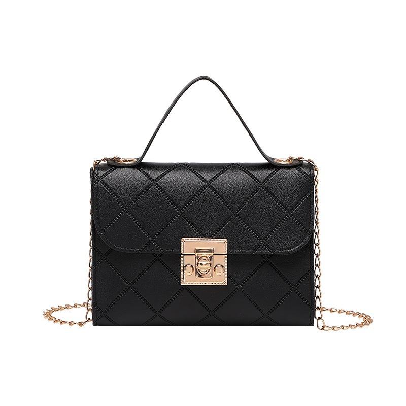 Single Shoulder Women's Bag, Versatile Messenger Fashion Embossed Lock Chain Small Square Bag