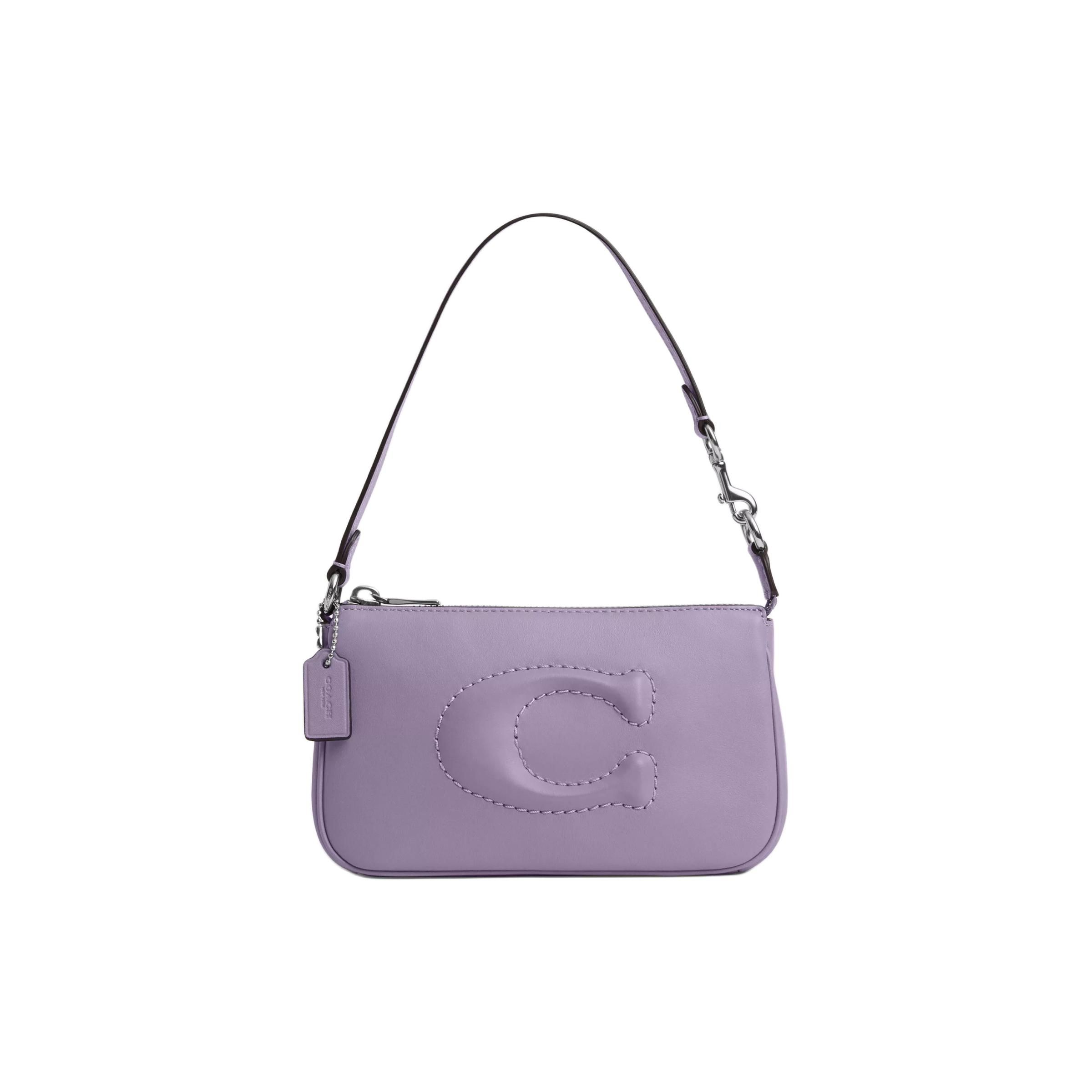 

Coach Nolita 19 Signature Logo Zip Closure Smooth Leather Shoulder Tote Bag Small Women handbags Silver Light-Purple CR364-SVIZ Basic Set (Bag+Dust Bag)