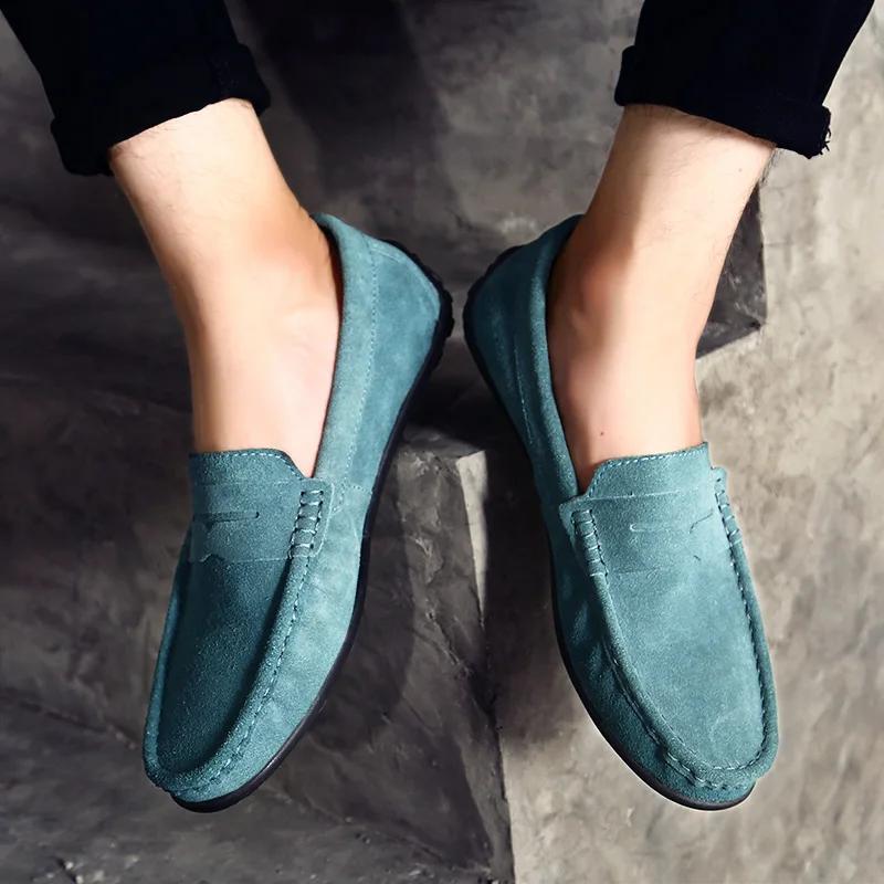 Fashion Genuine Leather Cow Suede Men Shoes Luxury Brand Casual Formal Mens Loafers Moccasins Footwear Black Male Driving Shoes Hombres