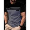 Fashionable Men's Summer New Striped Print Comfortable Breathable Round Neck T-shirt Outdoor Casual Top