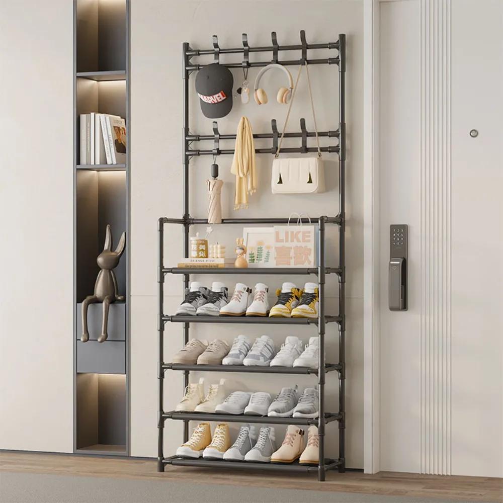Clothes Rack Multi Layer Shoe Rack Multi Layer Steel Pipe Shoe and Hat Rack Clothing Rack Large Capacity Multifunctional Rack