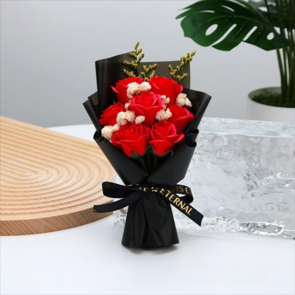 7 Heads Artificial Flower Bouquet Flower Arrangement Realistic Details Soap Flower Bouquet Table Centerpieces Mini Bouquet