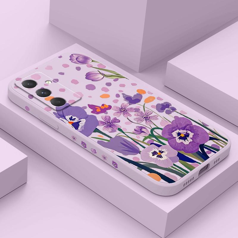 Purple Charm Tulip Phone Case For Samsung Galaxy A37 A57 Liquid Silicone Cover