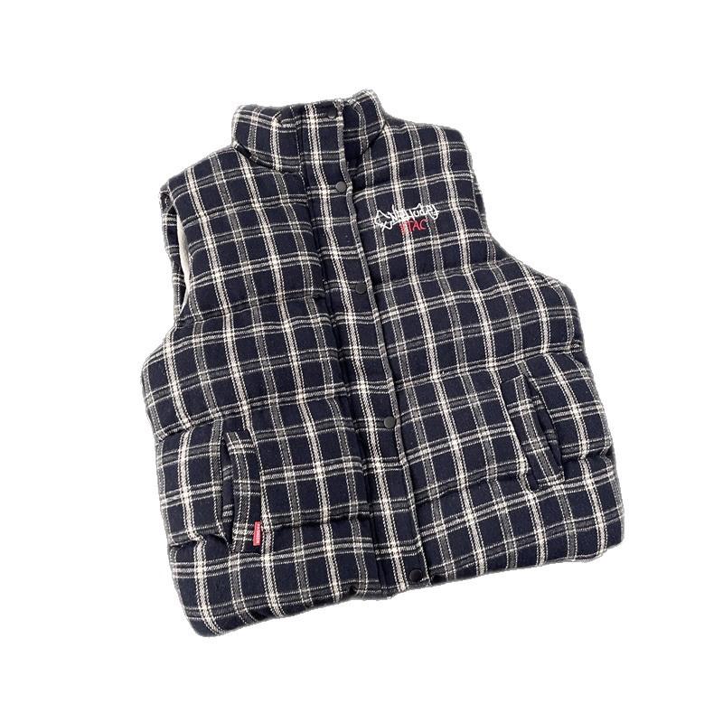 Unisex Retro Rutig Bomull Ärmlös Väst - Casual Lager-Ytterplagg för Höst/Vinter