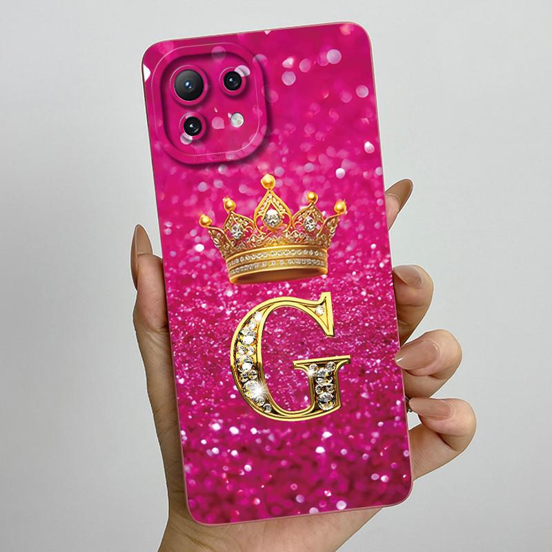 For Xiaomi Mi 11 Lite / 11 Lite 5G / 11 Lite 5G NE Crown Initial Letter Couple Phone Case Soft Silicone TPU Protective Casing