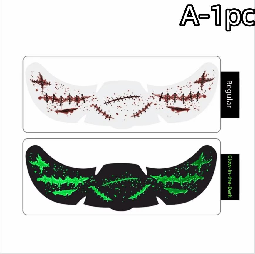 1/3/6pz Adesivi Tatuaggio Macchie di Sangue Faccia Luminosi di Halloween Impermeabili Adesivi Tatuaggio Lentiggini Adesivo Trucco per Feste di Halloween