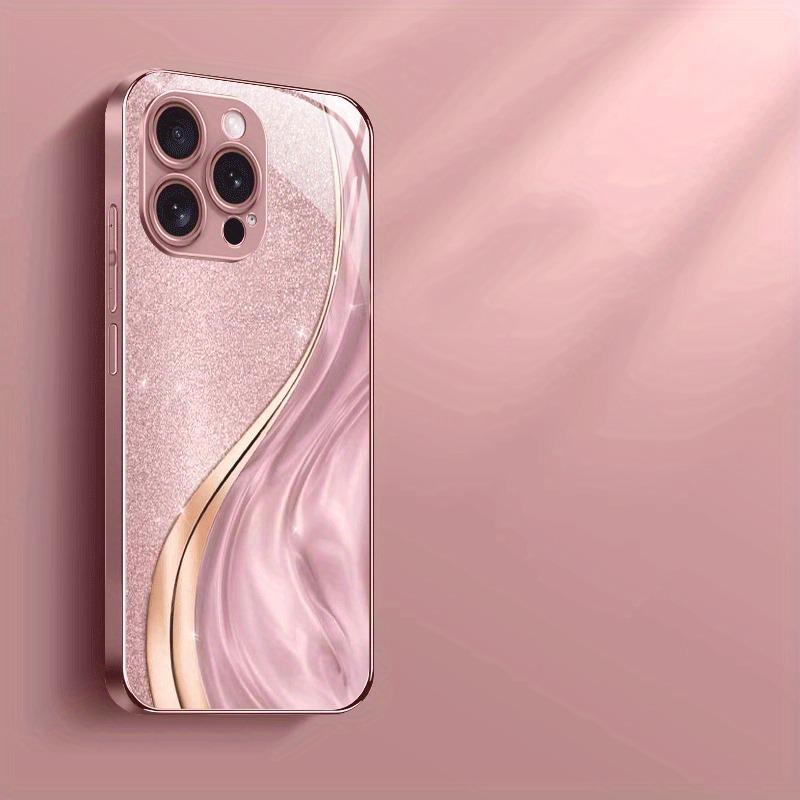Pulver Kristall Treibsand Kurvenmuster Metallische Farbe Glas Handyhülle Für iPhone 17 16 15 14 13 12 Pro Max Plus 16E 17Air Hülle