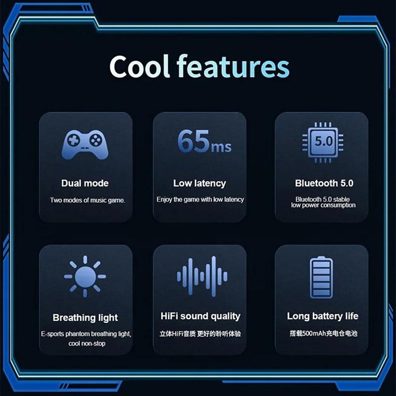 Gaming Drahtlose Ohrhörer Geringe Latenz Professioneller Gamer Bluetooth Kopfhörer Mit Mikrofon Stereo HiFi Headset