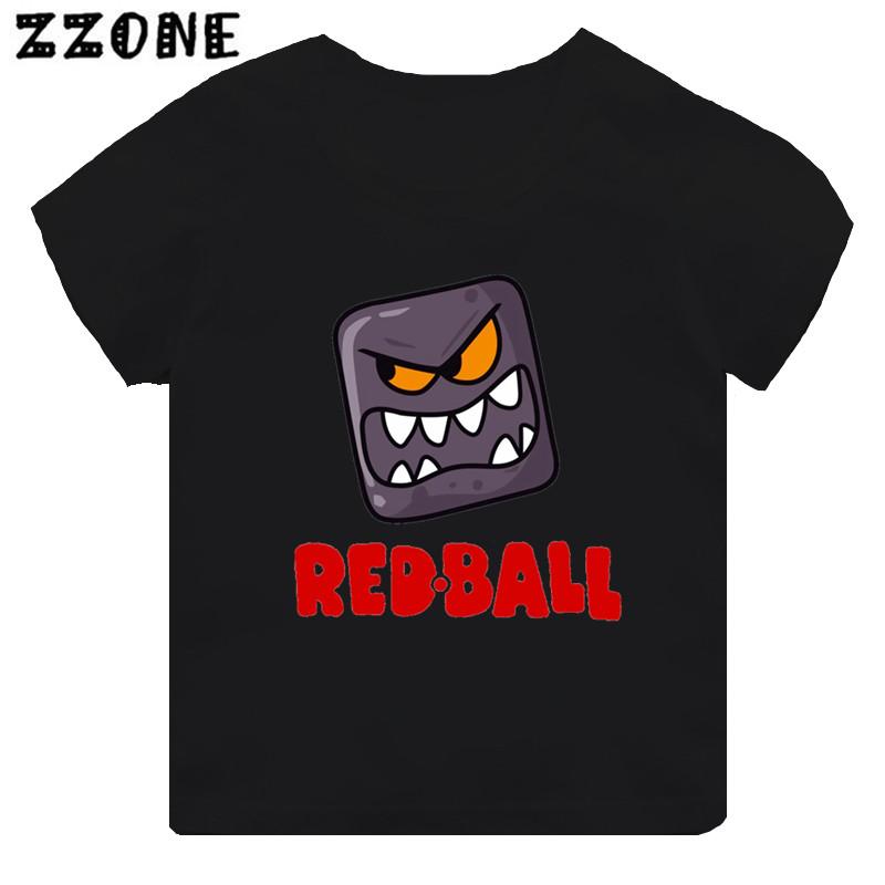 Hot Sale Red Ball 4 Print Cartoon Kids T-shirt Funny Girls Clothes Baby Boys Black Short Sleeve T Shirt Children Tops