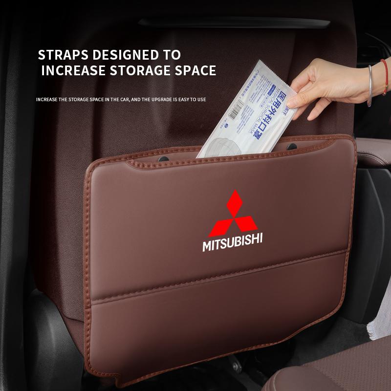 Car Seat Back Protection Anti-Kick Pad Rear Seat Storage Bag For Mitsubishi Outlander Pajero Asx Lancer EX Evolution X Ralliart