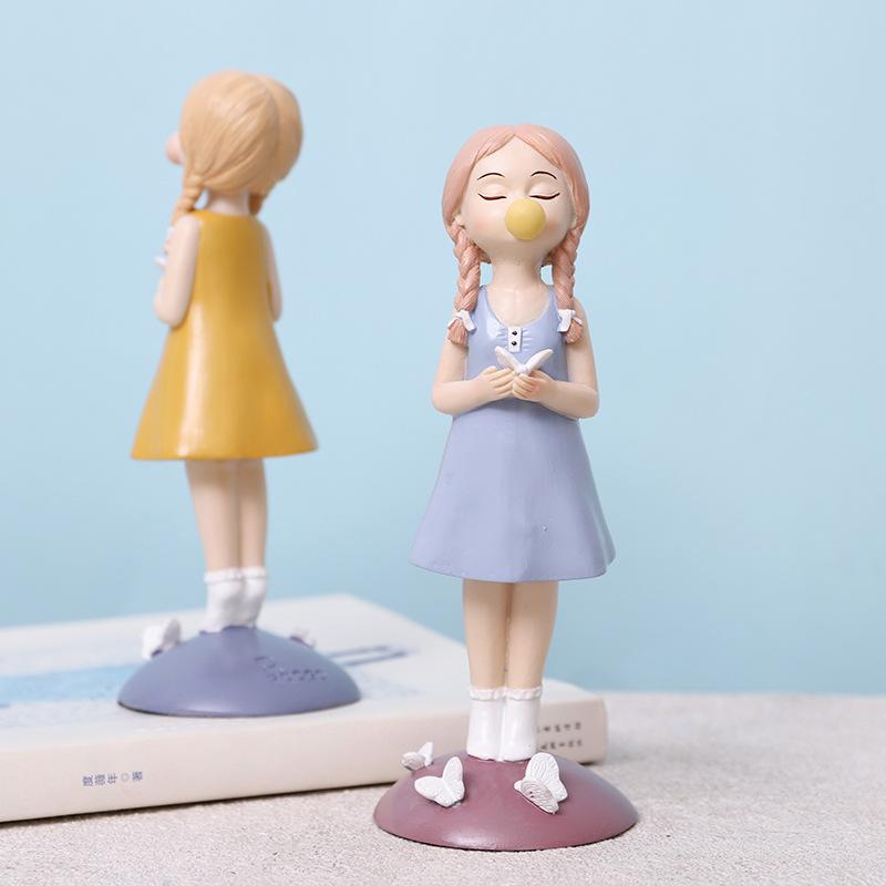 Urocza Statuetka Dziewczynki Miniaturowa Dekoracja na Tort Ozdoba Dekoracyjna Figurka Kreskówkowa Dziecko Dekoracja Domu na Biurko Prezent dla Dziewczynki