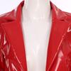 Womens Patent Leather Cropped Jacket Wet Look Lapel Design Long Sleeve Party Coat