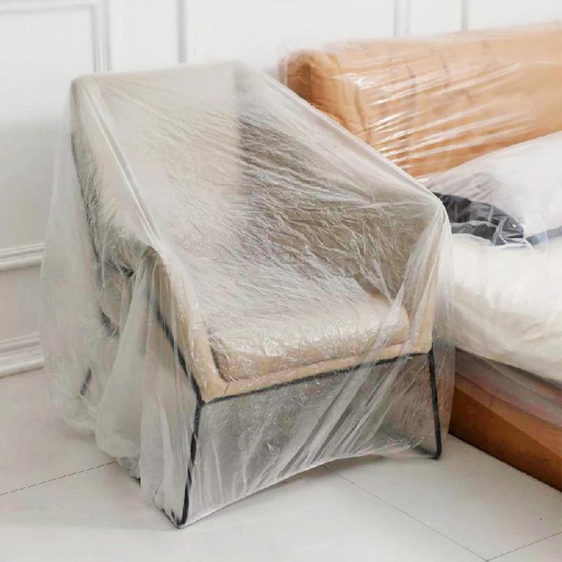Disposable Dust Covers Elastic 2pcs Plastic Dust Film Sofa Dustproof For Furniture Dormitory Sofa Wall Painting Dust Protection