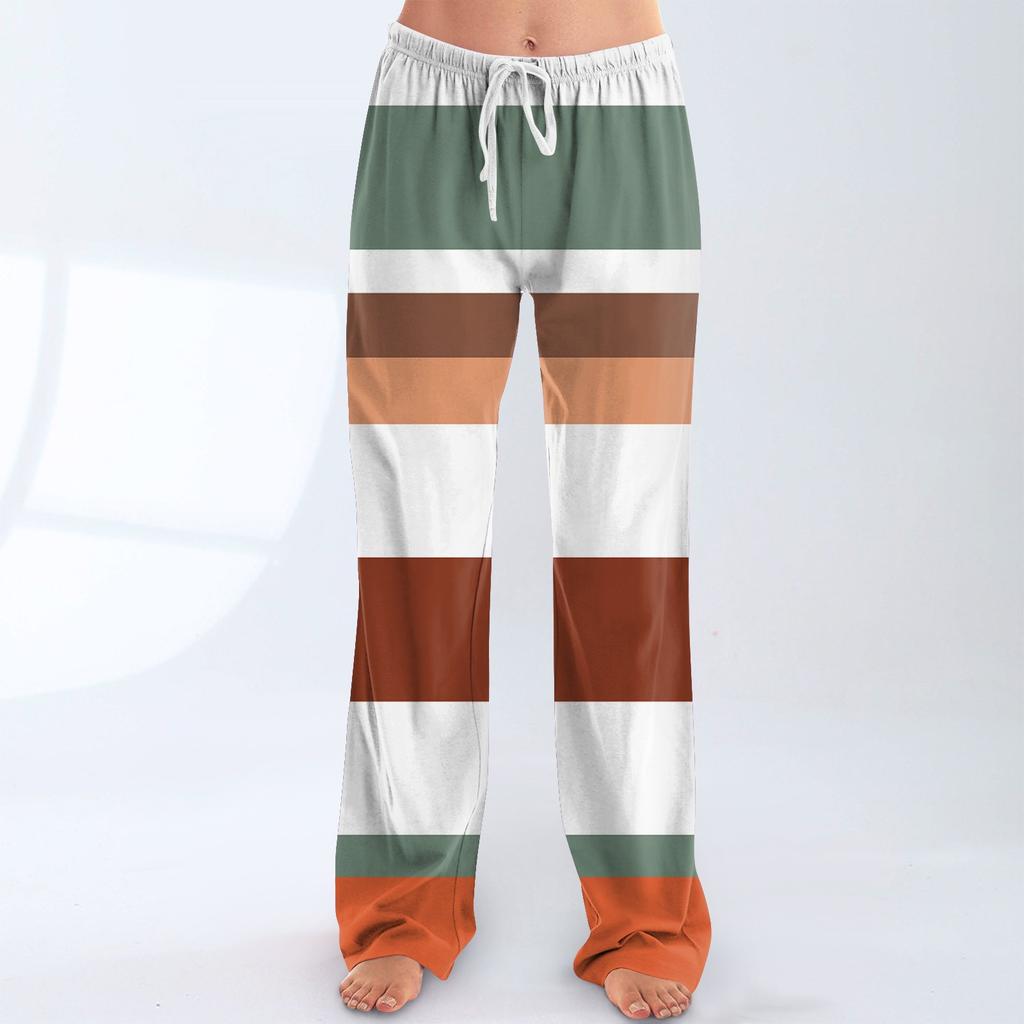 Damen Pyjamahose Nachtwäsche Lässige Hose mit Kordelzug und elastischer Taille Bequeme gerade lockere Yogahose