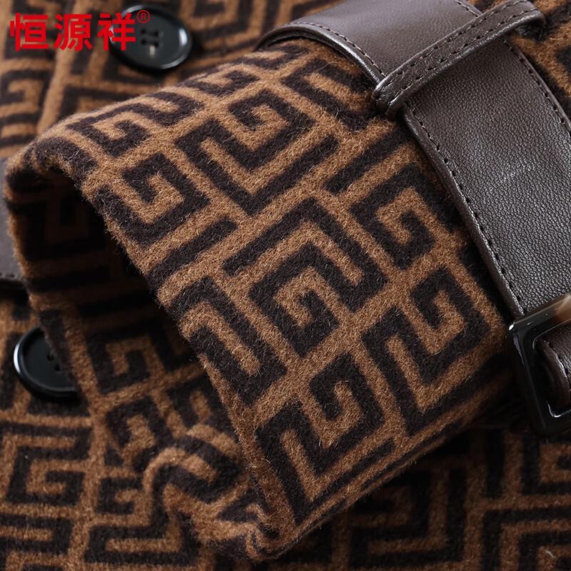 Hengyuanxiang Men's Pure Wool Suit Collar Mid-Length Coat