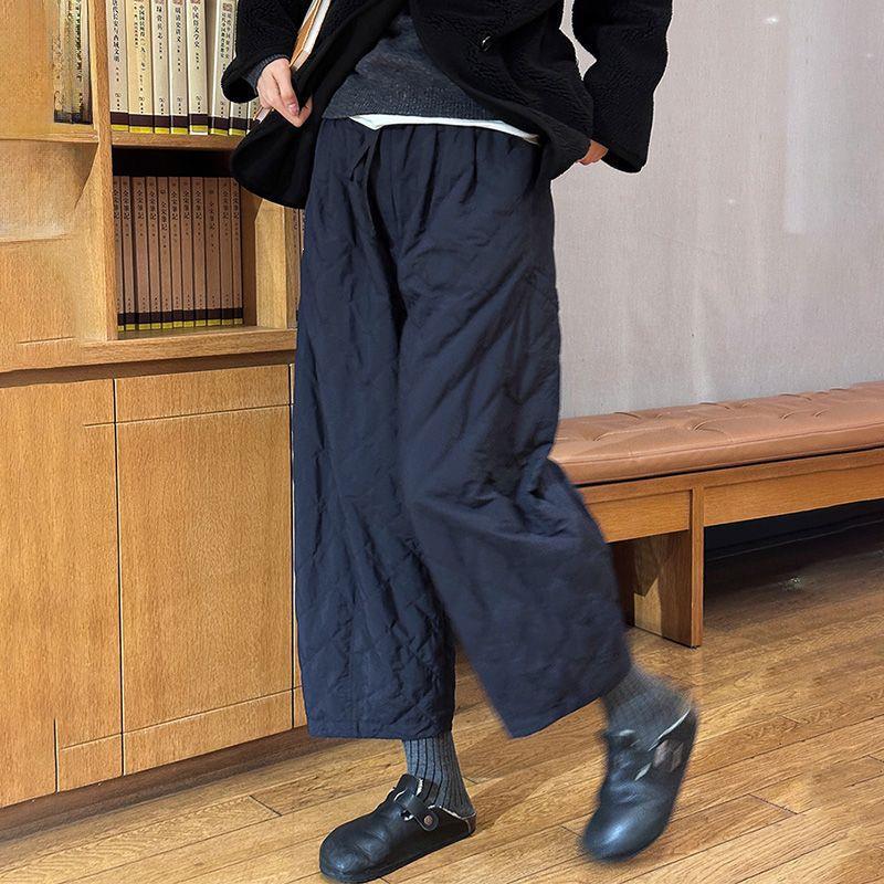 

Women s High-waisted Padded Cotton Pants - Thick, Warm, Slimming & Plus Size Casual Wear L (Recommended for 105-115 jin) чёрный