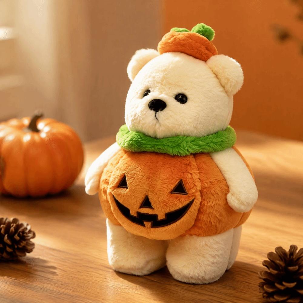 Super Soft Pumpkin Bear Plush Toy Pumpkin Fur Stuffed Animal Plush Pillow Plush Toy  Christmas