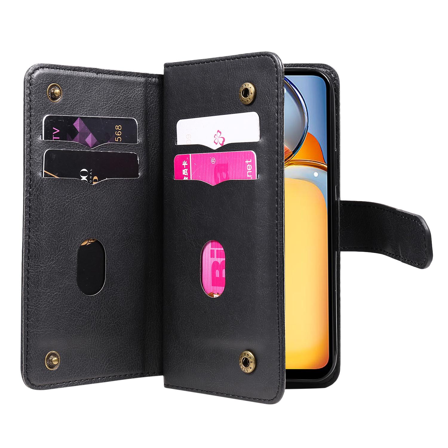 

For Xiaomi Redmi 13C 4G/13C 5G/13R 5G/Poco M6 5G/Poco C65 4G Leather Case Wallet 10 Card Slots Black