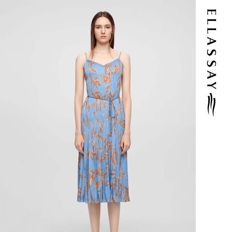 ELLASSAY Women's Floral Shirred Strap Midi Dress