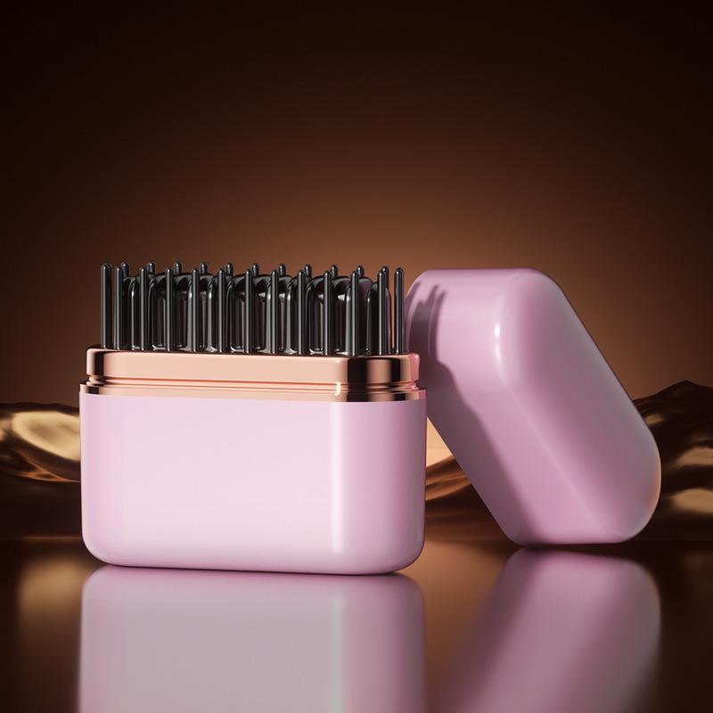 Mini Wireless Hair Comb & Curler: Gentle, Ionic Heat-Free Styling for Effortless, Safe Straightening & Curling