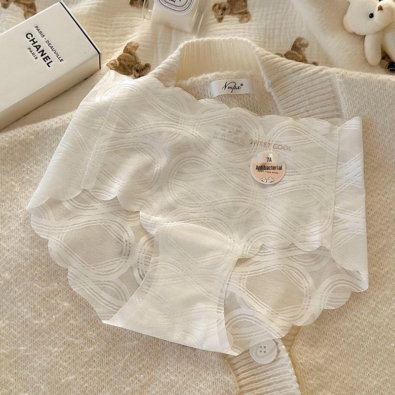 

Кружевные женские трусики: Хлопковые трусы средней посадки с антибактериальной ластовицей для лета XL (60-70 kg) белый