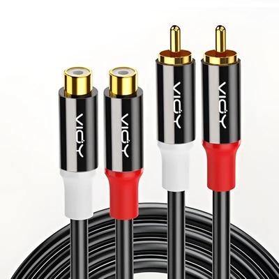 RCA Stereo Audio Extension Cable Double Shielding 2RCA Male To 2RCA Female Splitter Cable for Amplifier Speaker DVD TV EtcGood Product