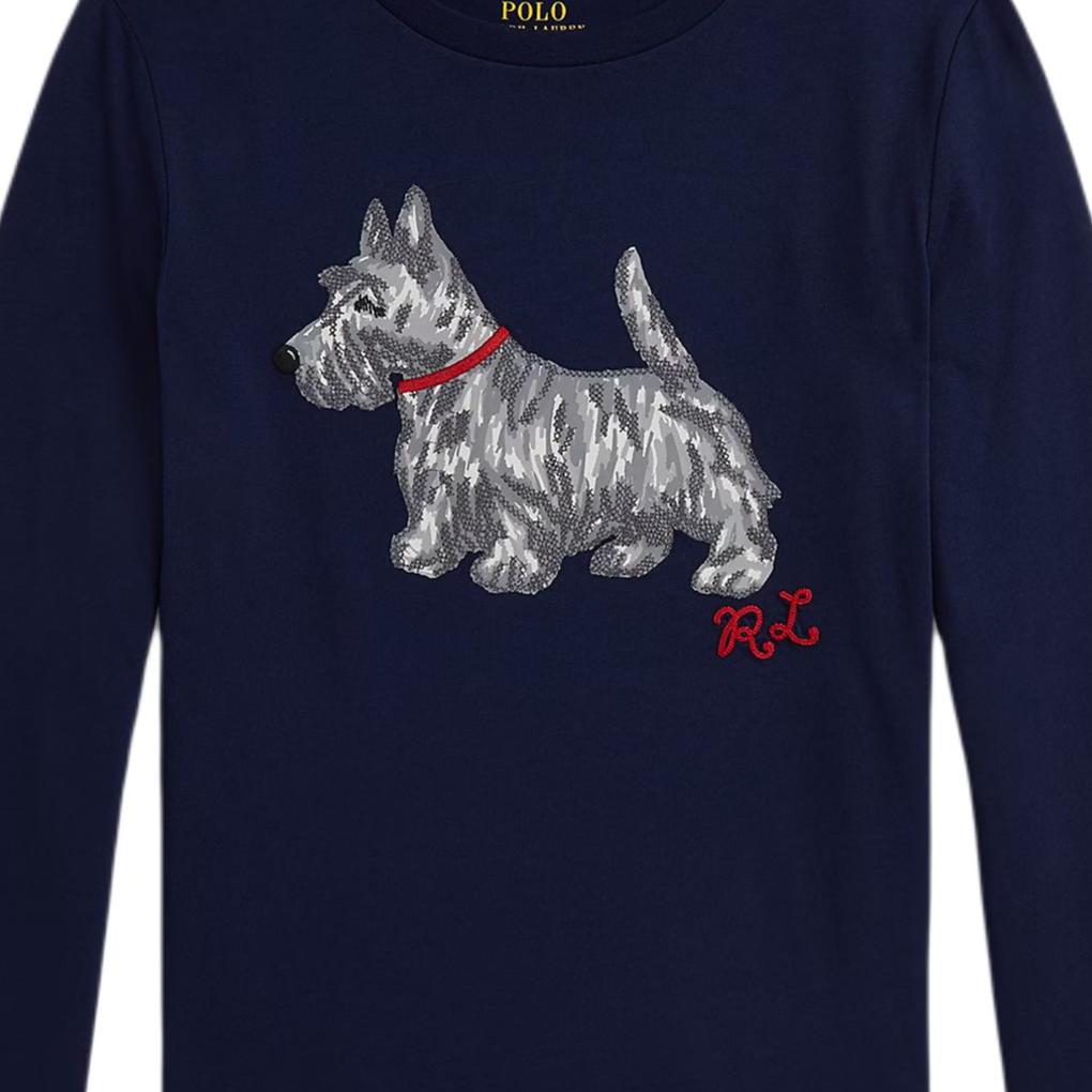Polo Ralph Lauren T-Shirt With Scottish Terrier Pattern Round Neck Long Sleeve Kids Tops 313979013-001